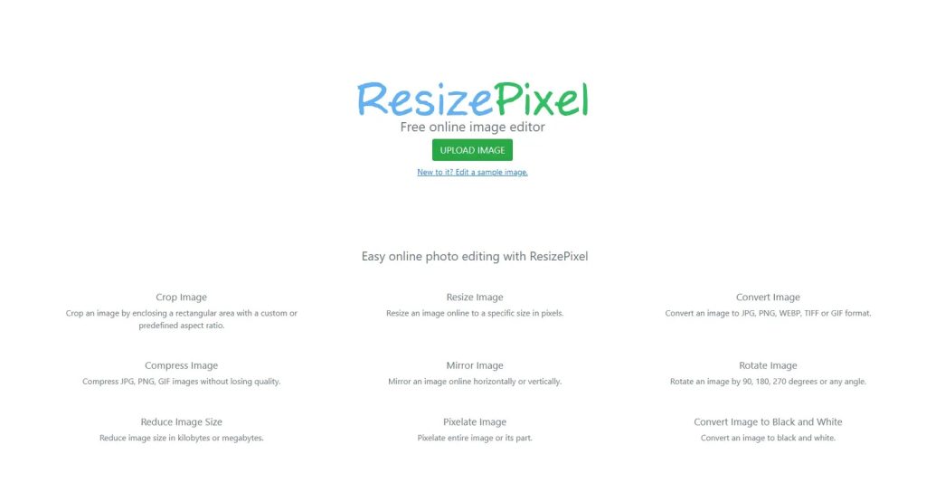 آشنایی با وب سایت resizepixel