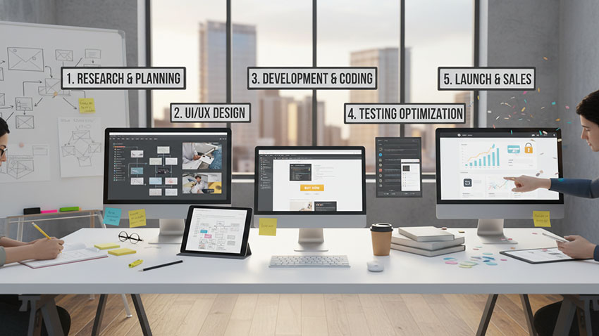 مراحل طراحی سایت فروش فایل 