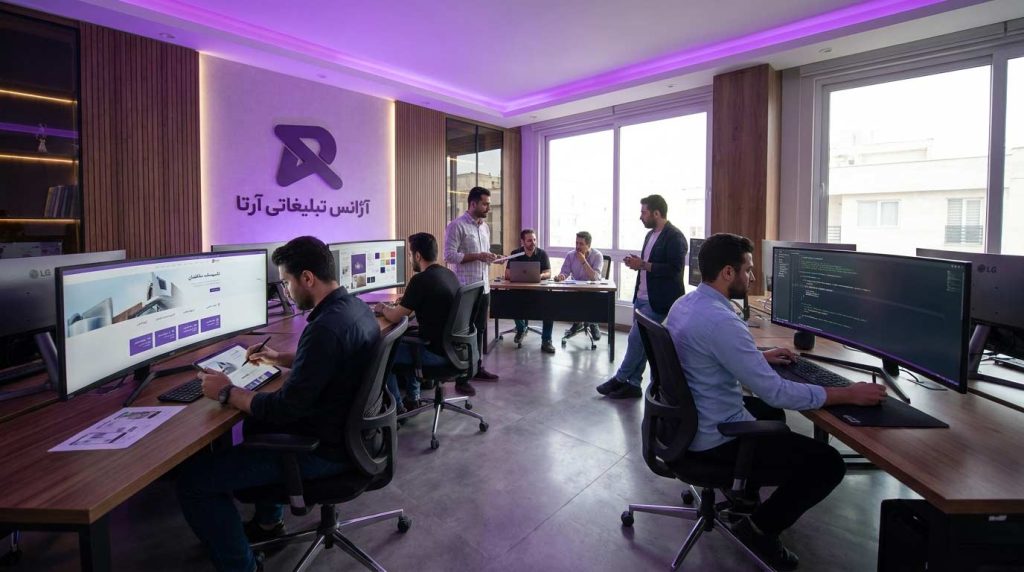 تیم آژانس تبلیغاتی آرتا در حال طراحی سایت شرکت تأسیسات ساختمانی