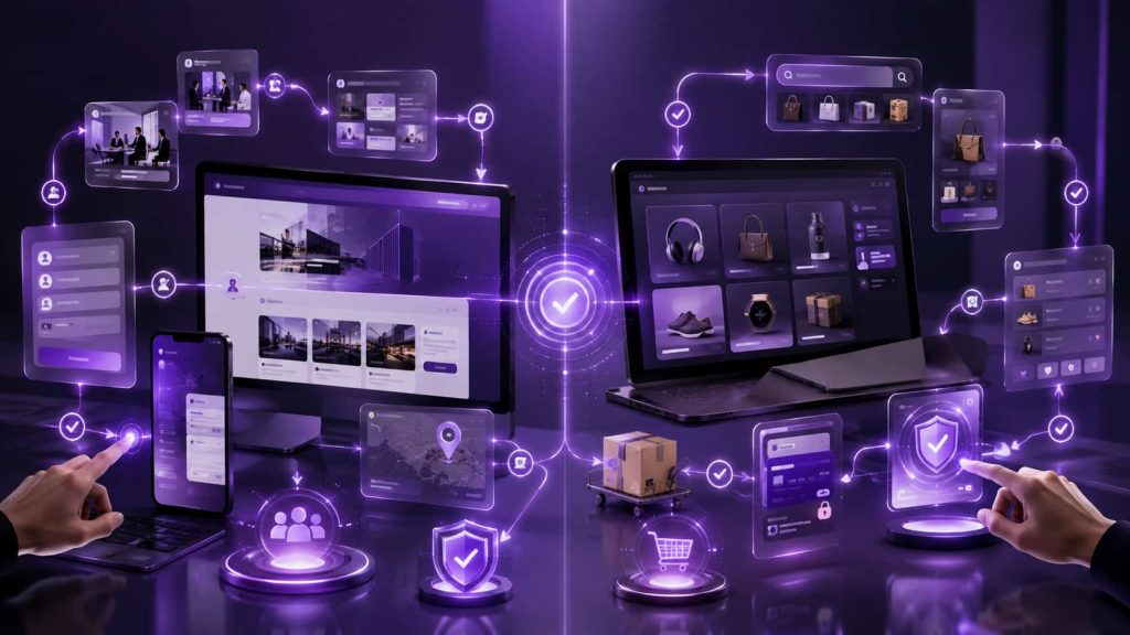 مقایسه تست سایت فروشگاهی و شرکتی در فرایندهای مختلف