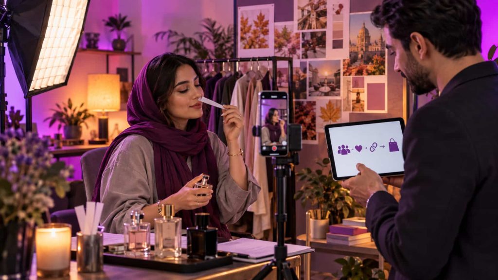 همکاری فروشگاه عطر با اینفلوئنسر مرتبط