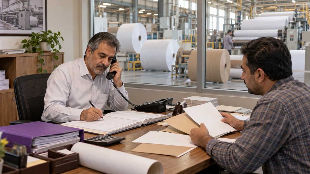 سفارشگیری سنتی در کارخانه صنایع کاغذ بدون وبسایت